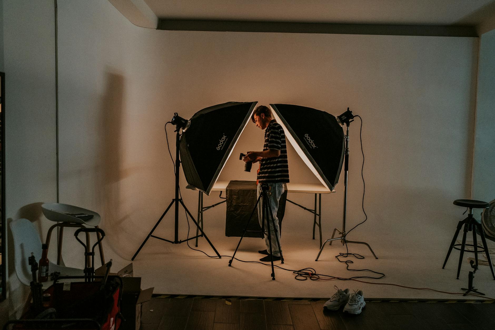 Professional photography studio space with equipment